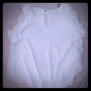 White ruffle sleeve top